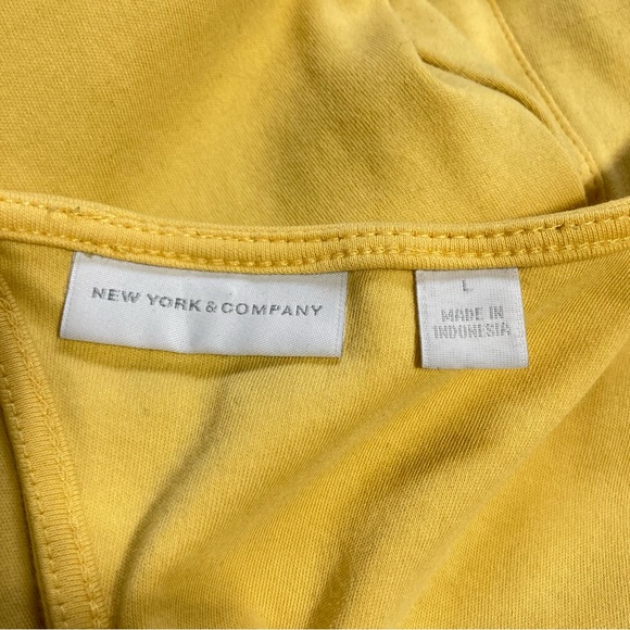 NEW YORK and COMPANY Mustard Yellow Mini Ruffled Sleeveless Cotton Sundress LRG - Picture 10 of 14